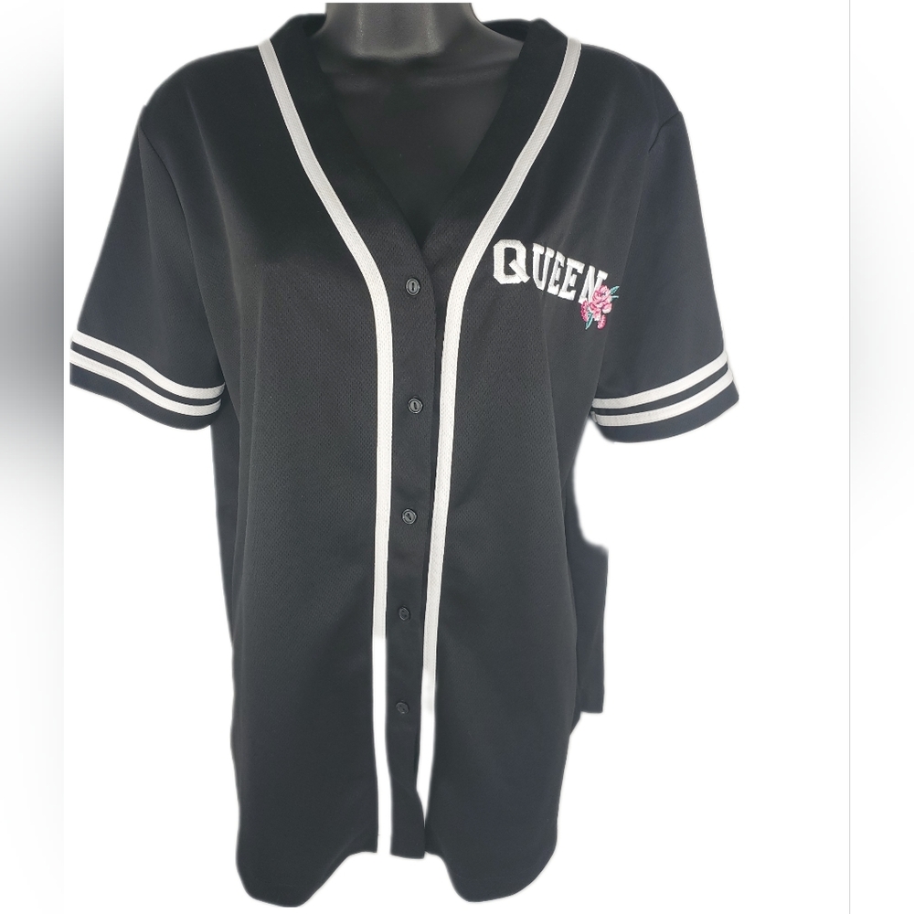 Queen Embroidered,Printed Baseball Jersey,